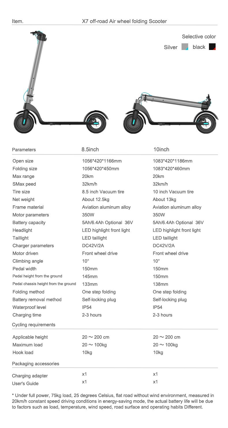 X7 E-SCOOTER Off-road air wheel folding scooter