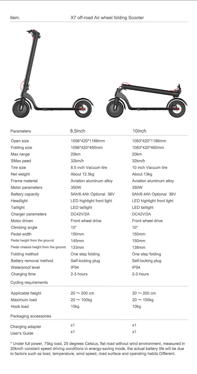 X7 E-SCOOTER Off-road air wheel folding scooter