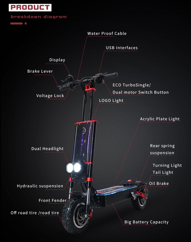 X5 11inch ELECTRIC SCOOTER 50MPH 5600W
